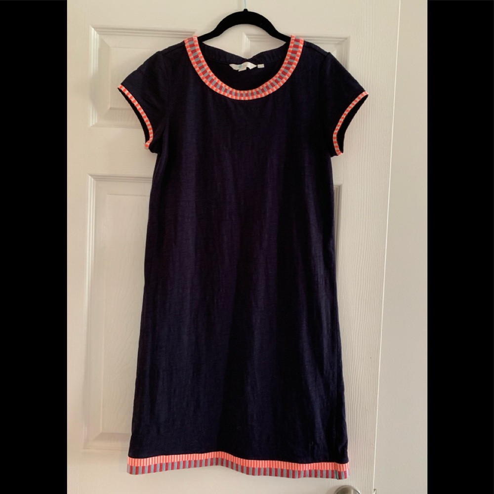 Boden Size 2 Navy Dress with Hot Pink & White Edge